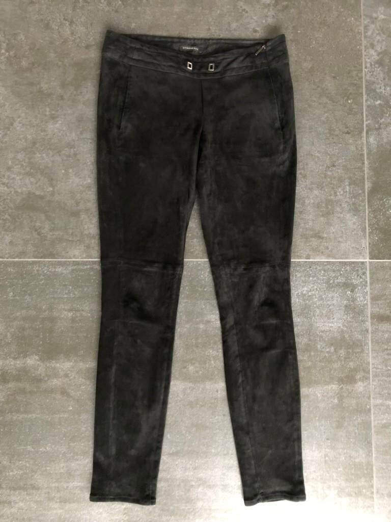STRENESSE suéde broek, maat 38, Kleding | Dames, Broeken en Pantalons, Gedragen, Maat 38/40 (M), Zwart, Lang, Verzenden