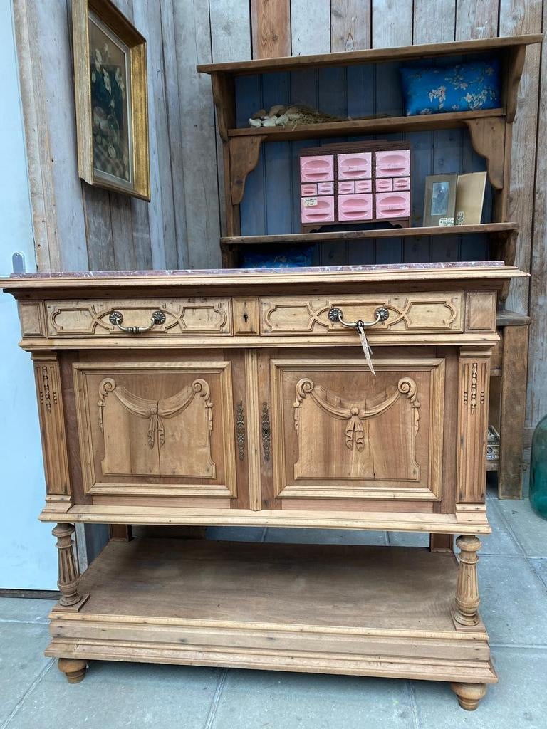 Landelijk Frans eiken dressoir kast marmer, Antiek en Kunst, Antiek | Meubels | Kasten, Ophalen