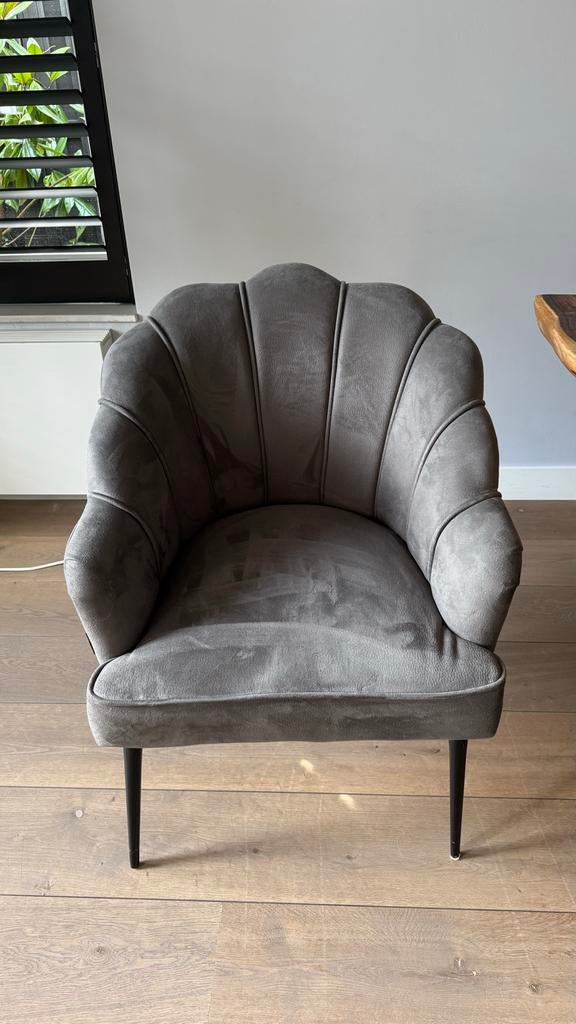 4 grijze Dubbelman Design eettafelstoelen, Huis en Inrichting, Stoelen, Ophalen, Gebruikt, Vier, Stof