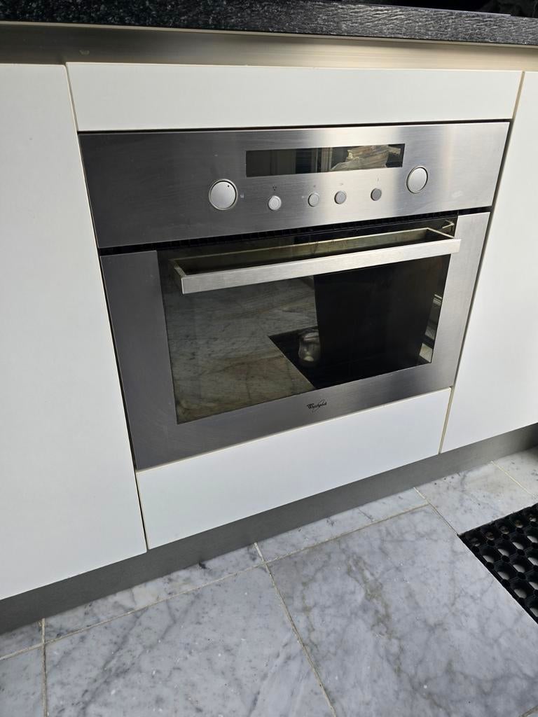 Te koop whirpool combi magnetron in rvs look, Ophalen, Draaiplateau, 45 tot 60 cm