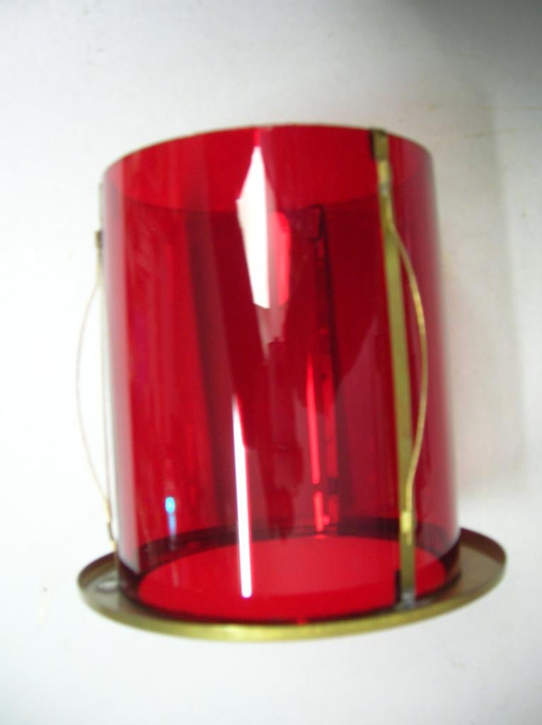 Inzetglas toplicht scheepslantaarn rood, cilinderglas, Ophalen of Verzenden