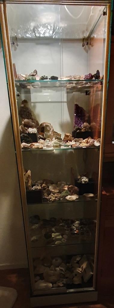 Glazen Vitrinekast met Edelstenen Collectie, Ophalen, Modern, Verzamelkast, 50 tot 100 cm, 150 tot 200 cm