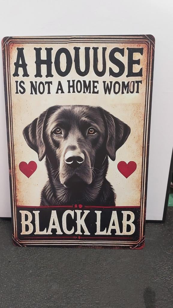 Metalen bord Black Lab hond, Huis en Inrichting, Woonaccessoires | Overige, Ophalen of Verzenden, Nieuw, Metaal, Industrieel
