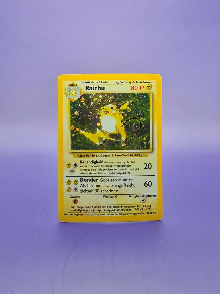 Raichu (NL) - Base Set 14/102, Ophalen of Verzenden, Gebruikt, Losse kaart, Foil