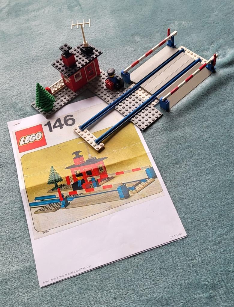 Lego trein 4,5 & 12 Volt rails spoorweg overgang (set 146), Gebruikt, Lego, Compleet, Ophalen of Verzenden