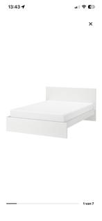 Bed MALM 140x200, Ophalen, Wit, Tweepersoons, 140 cm