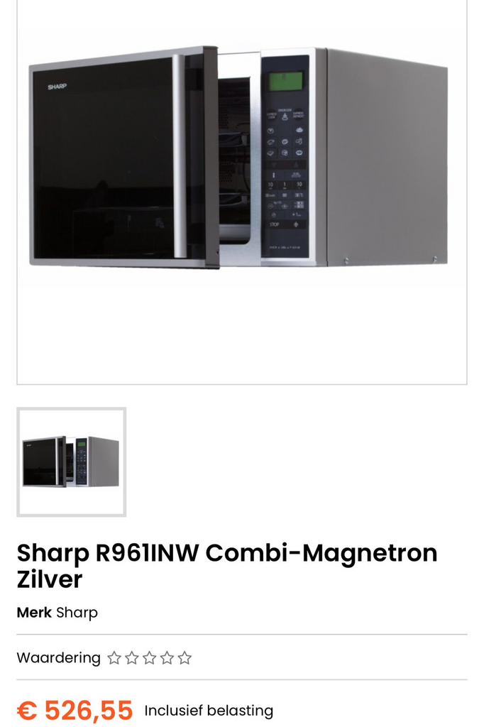 Sharp combi magnetron zgan, Witgoed en Apparatuur, Magnetrons, Ophalen, Zo goed als nieuw