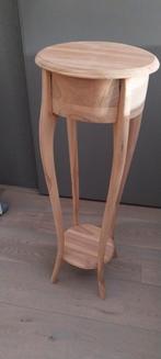 Teak hout houten tafel plantentafel zuil met lade, Ophalen, Zo goed als nieuw