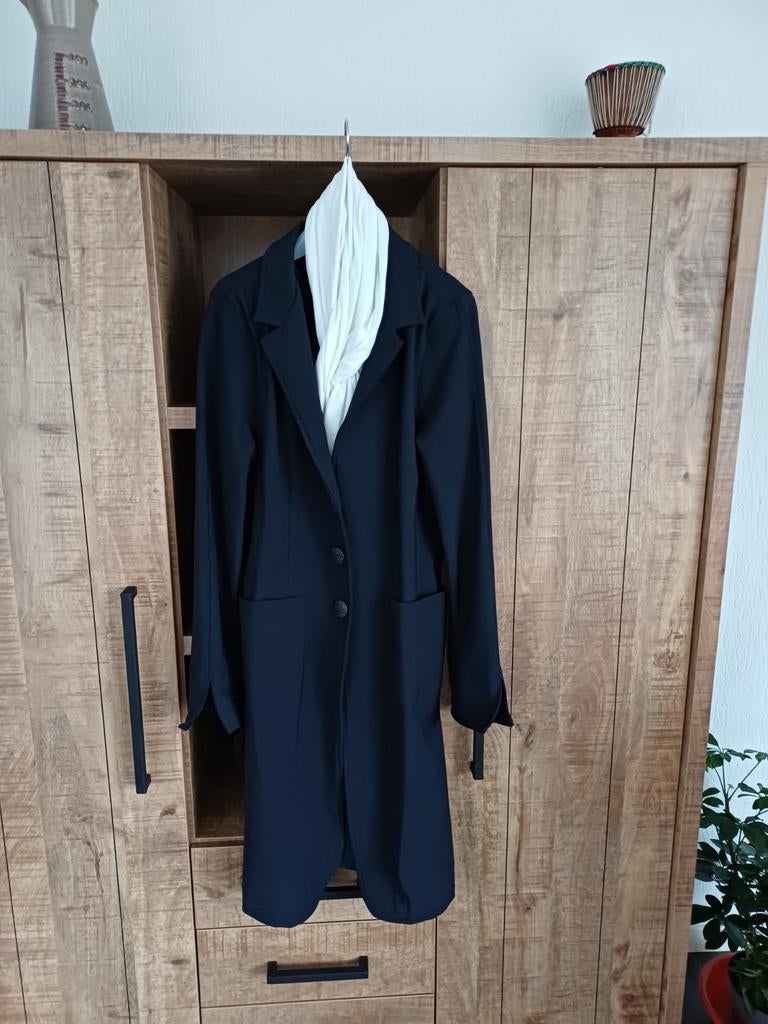 Blazer lang blauw, Kleding | Dames, Ophalen, Zo goed als nieuw, Blauw