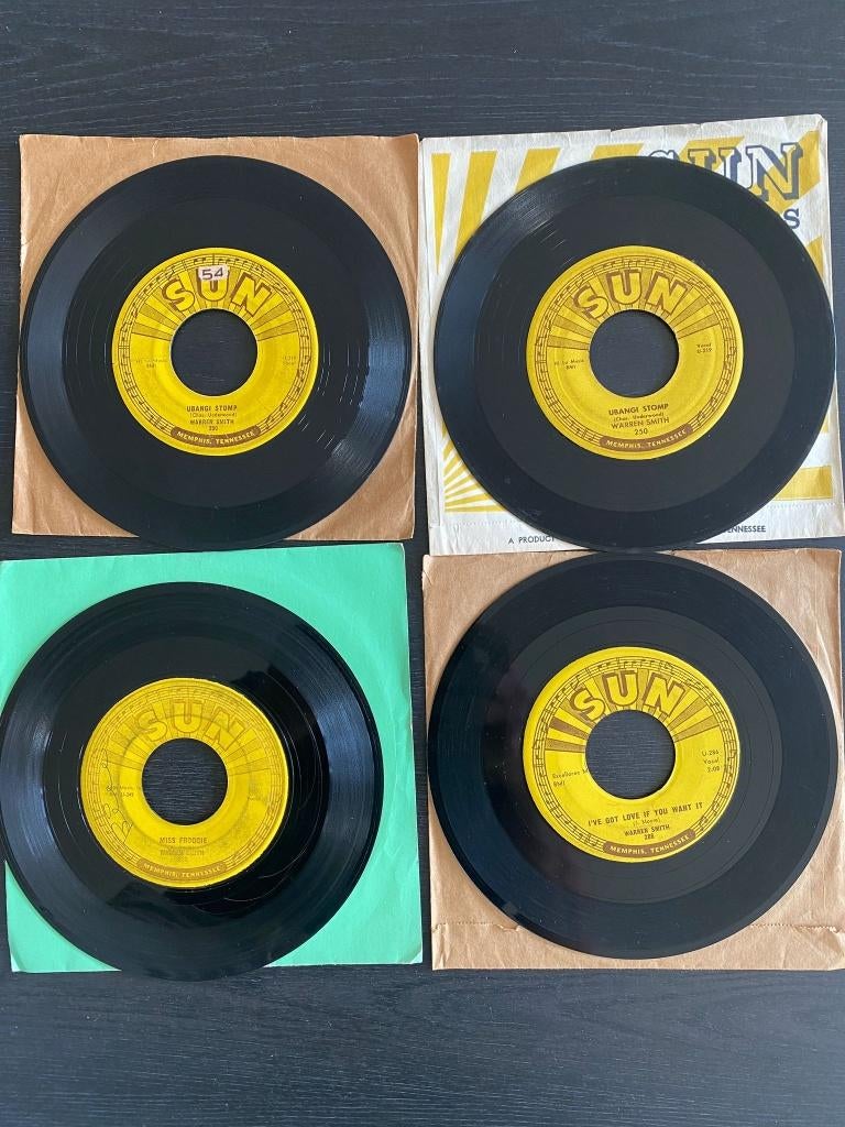 4x single Warren Smith, Sun Records, Rockabilly, Cd's en Dvd's, Vinyl Singles, Gebruikt, Single, Overige genres, 7 inch, Ophalen of Verzenden
