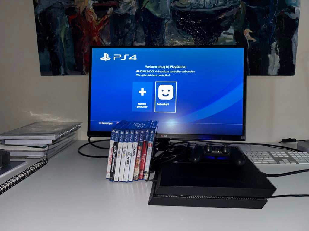 PlayStation 4 met controller en 9 games, Ophalen of Verzenden, Met 1 controller, Original, 500 GB