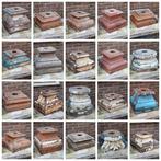 Oude antieke houten indiase poer india sokkel kandelaar, Ophalen of Verzenden, N, T, V