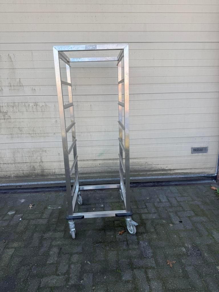 RvS regaalkar 2/1 gastronom mooie degelijke kar, 100 liter of meer, Ophalen, Zo goed als nieuw, Transportkar