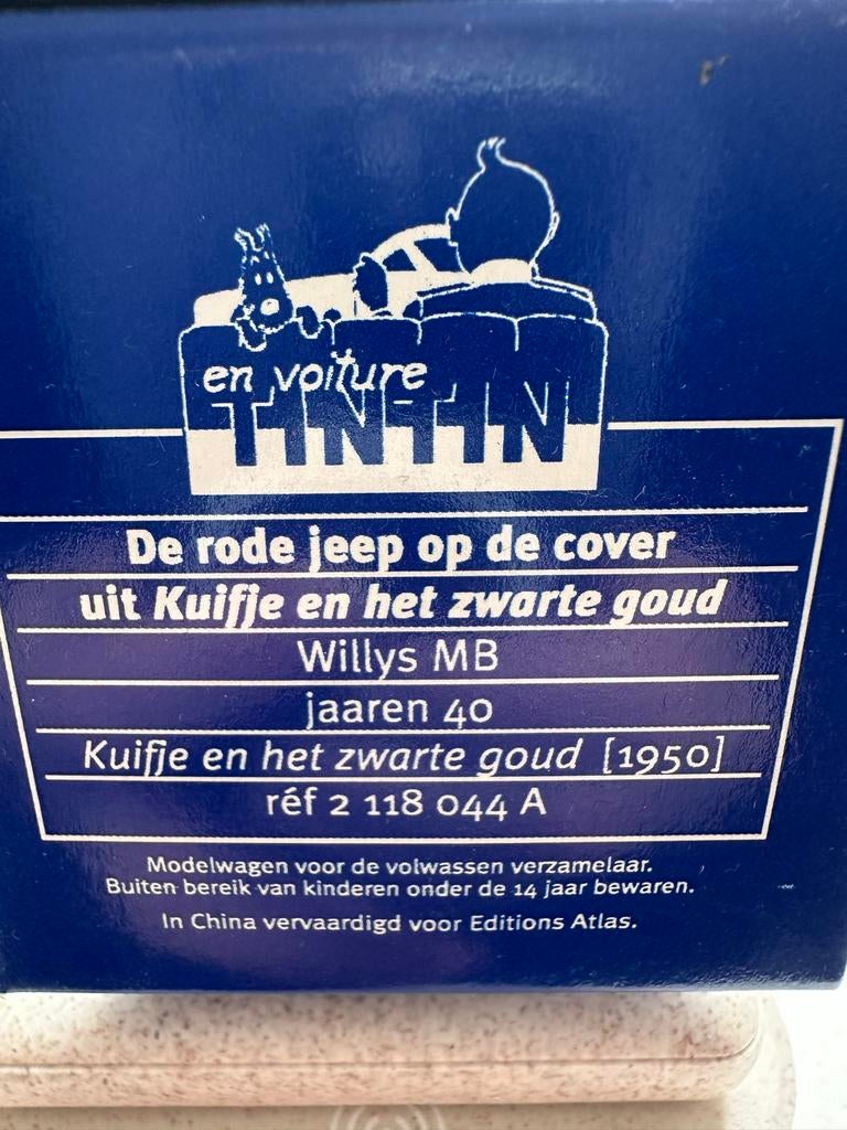 Kuifje en het zwarte goud Willys MB modelauto, Verzamelen, Ophalen of Verzenden, Kuifje, Zo goed als nieuw, Beeldje of Figuurtje