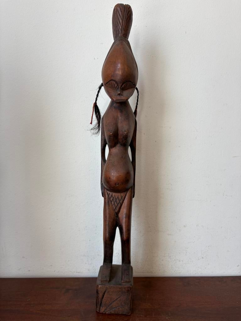 Beeld hout vrouw half naakt bamana bambara mali nyeleni, Ophalen of Verzenden