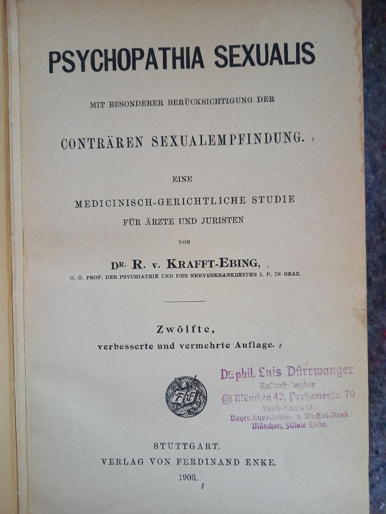 Psychopathia Sexualis/1903/ Psychologie, Ophalen of Verzenden, Gelezen, Dr. v. Krafft-Ebing