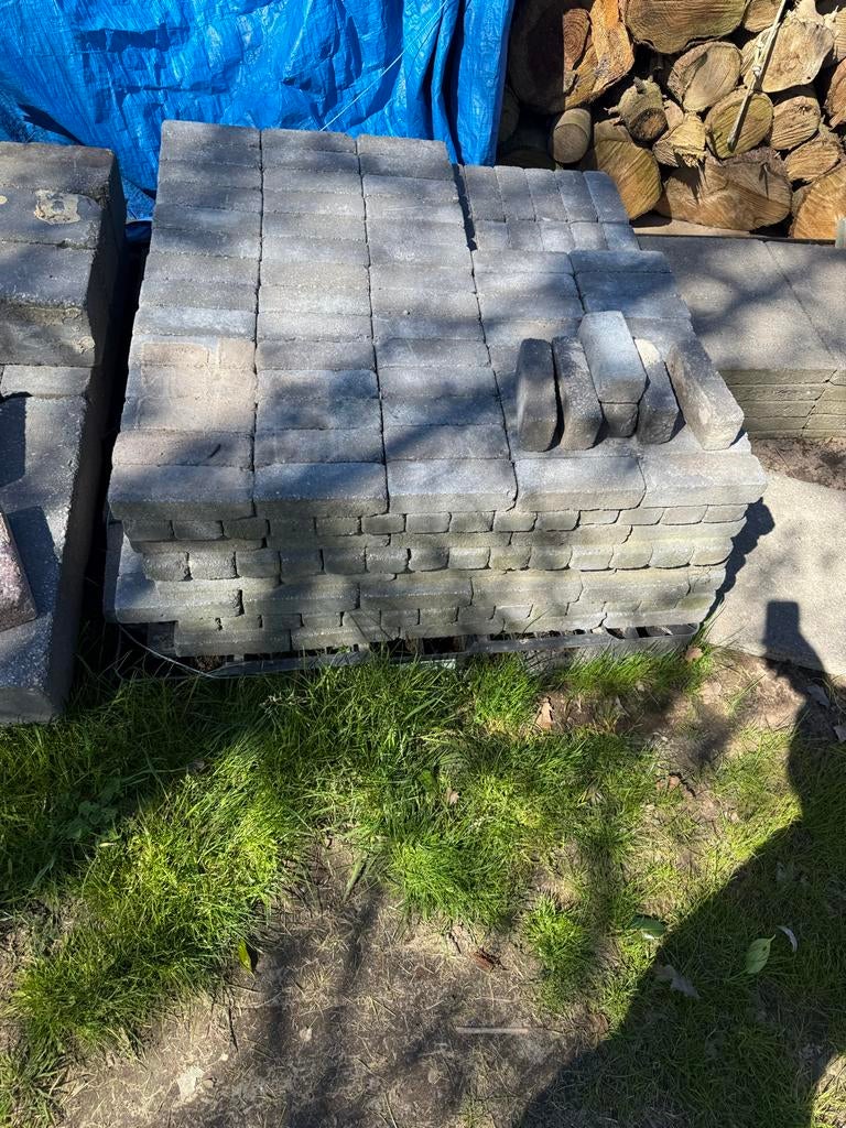 Waaltjes blauw/antraciet - ca. 15m2, Ophalen, Gebruikt, Klinkers, 10 m² of meer