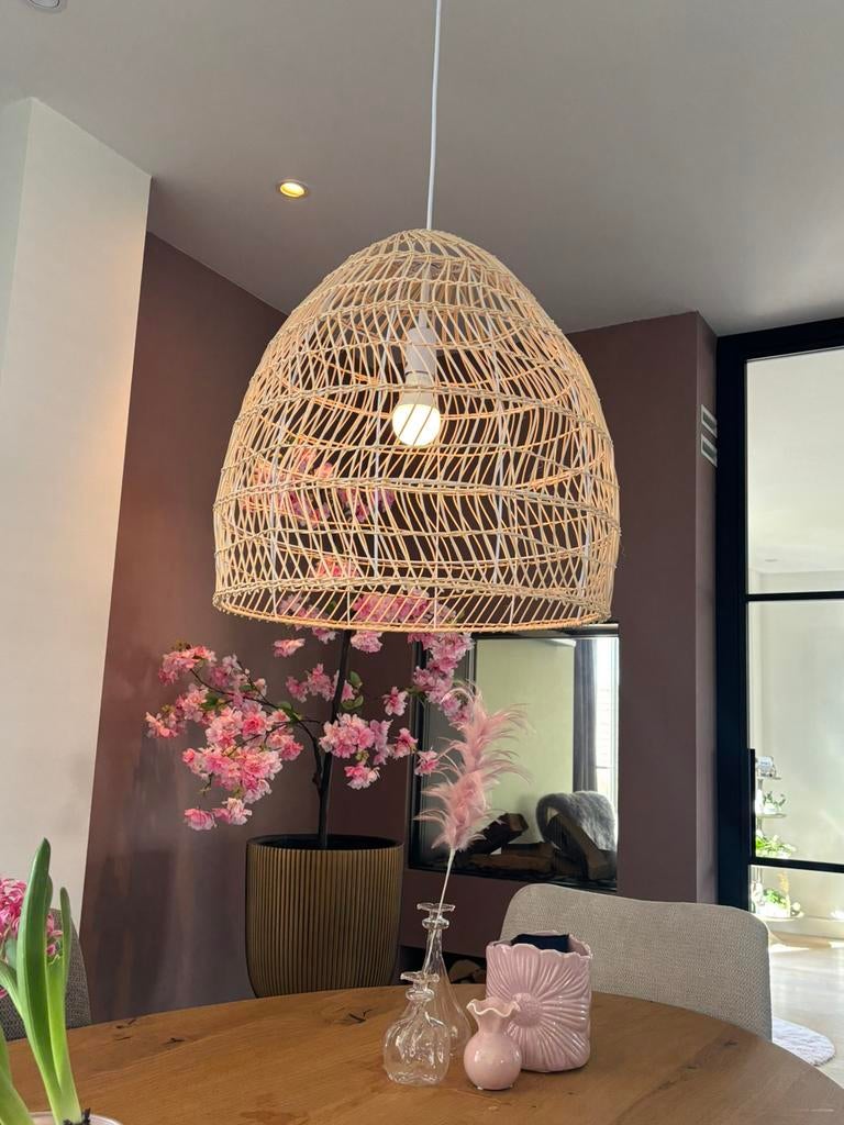 Rieten hanglamp Lucerna | beige, Huis en Inrichting, Ophalen of Verzenden, Nieuw, Overige materialen, 50 tot 75 cm