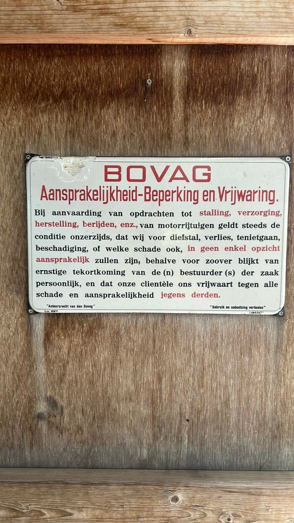 Bovag bord, Ophalen, Gebruikt, Reclamebord