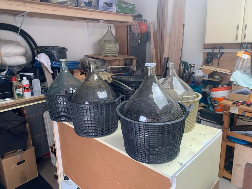 Mandflessen - 3x 25L, 2x 20L - Schoon, Huis en Inrichting, Woonaccessoires | Vazen, Ophalen, Gebruikt, Overige kleuren, Glas