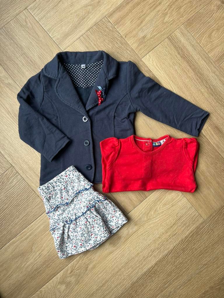 Setje; blazer, rokje, longsleeve, maat 86, Kinderen en Baby's, Babykleding | Maat 86, Ophalen of Verzenden, Gebruikt, Meisje, Setje