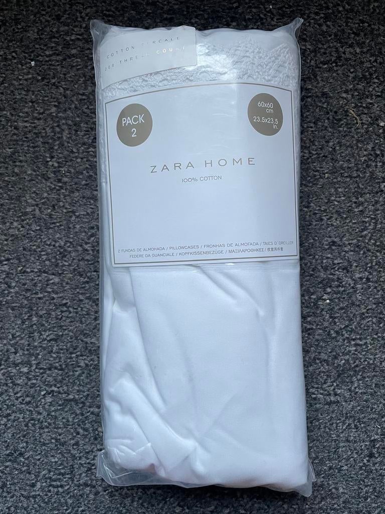 2 Nieuw verpakte witte  slopen van  Zara Home, Ophalen of Verzenden, Wit, Hoeslaken of Sloop, Nieuw