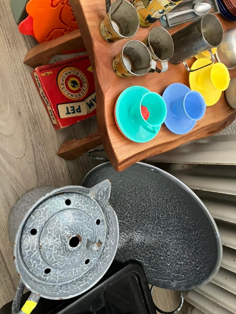 Wok en melkkoker grijsgewolkt, Ophalen of Verzenden