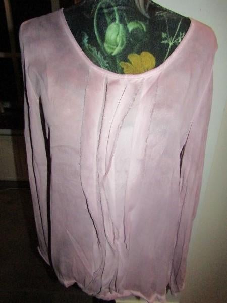 F789 Transfer mt S blouse blouson top oudroze chiffon zijde, Verzenden, Zo goed als nieuw, Roze, Maat 36 (S)