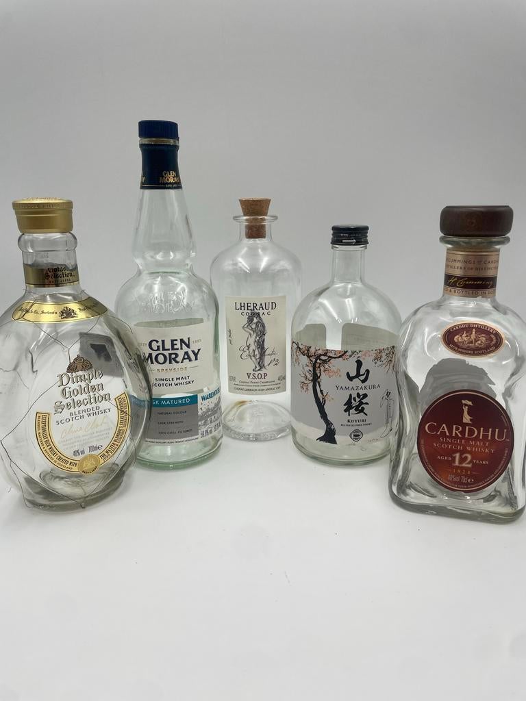 Lege whisky en cognac flessen, Verzamelen, Ophalen of Verzenden, Gebruikt