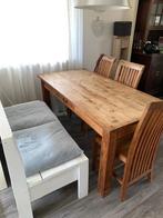 Eethoek wit bankje + tafels en bijpassende stoelen, Huis en Inrichting, Overige Huis en Inrichting, Ophalen, Gebruikt