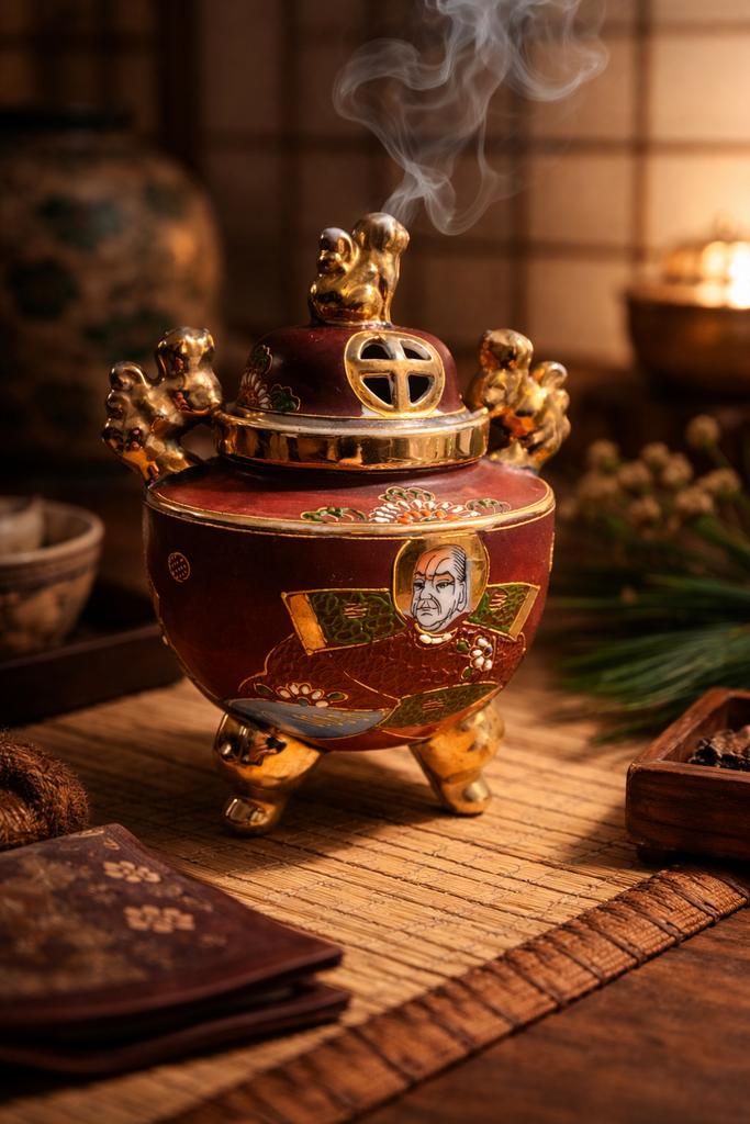 Antieke Japanse Satsuma wierookbrander met deksel, Antiek en Kunst, Antiek | Overige Antiek, Ophalen of Verzenden