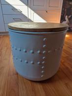 Bijzettafel/plantenpot Kwantum met mangohouten deksel, Ophalen, Minder dan 45 cm, Minder dan 55 cm, Metaal of Aluminium