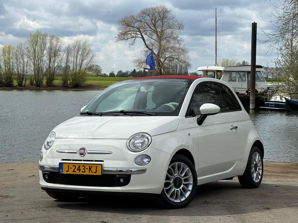 Fiat 500C Lounge 0.9 | Airco | Leder | PDC | Stoelverw., 31 €/maand, Lederen bekleding, Cabriolet, Wit