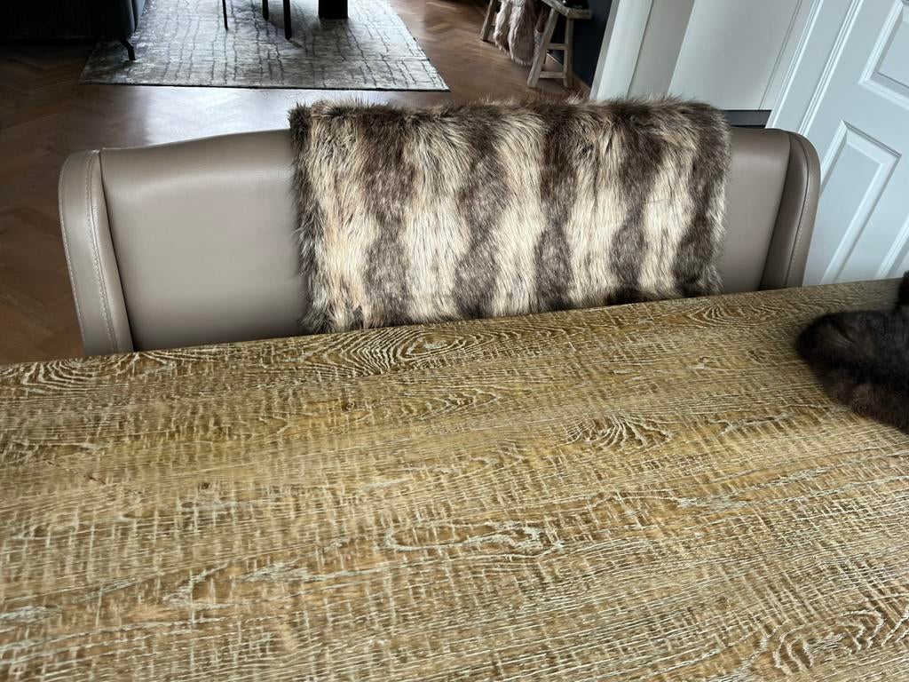 Eettafel leren bankje, Ophalen, 150 tot 200 cm, Driepersoons, Zo goed als nieuw