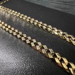 14 karaat gouden ketting diamond cut cuban schakel gourmet, Ophalen of Verzenden