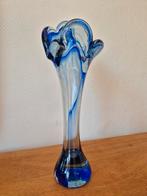 Murano stijl vaas - Blauw glas - 29 cm hoog, Ophalen of Verzenden