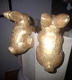 2 goudkleurige pothangers paashaasjes, konijntjes, Ophalen of Verzenden, Zo goed als nieuw