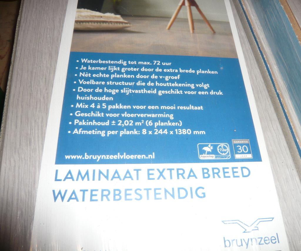 Bruynzeel Extra Breed Waterbestendig Laminaat geestig grijs, Doe-het-zelf en Verbouw, Vloerdelen en Plavuizen, Kunststof, 50 tot 150 cm