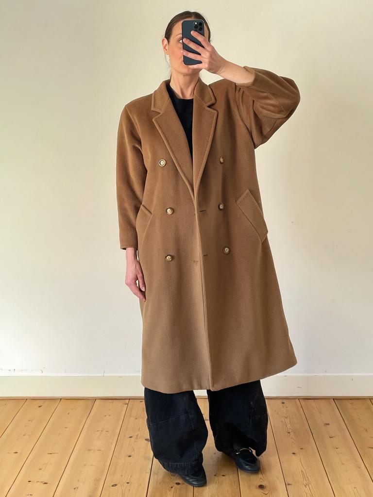 Max mara double breasted Camel coat, mt 34 t/m 40, Ophalen of Verzenden, Zo goed als nieuw, Maat 38/40 (M), Bruin