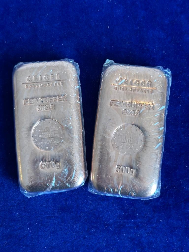 Geiger koper baar 500 gram in seal, Postzegels en Munten, Edelmetalen en Baren, Ophalen of Verzenden, Zilver