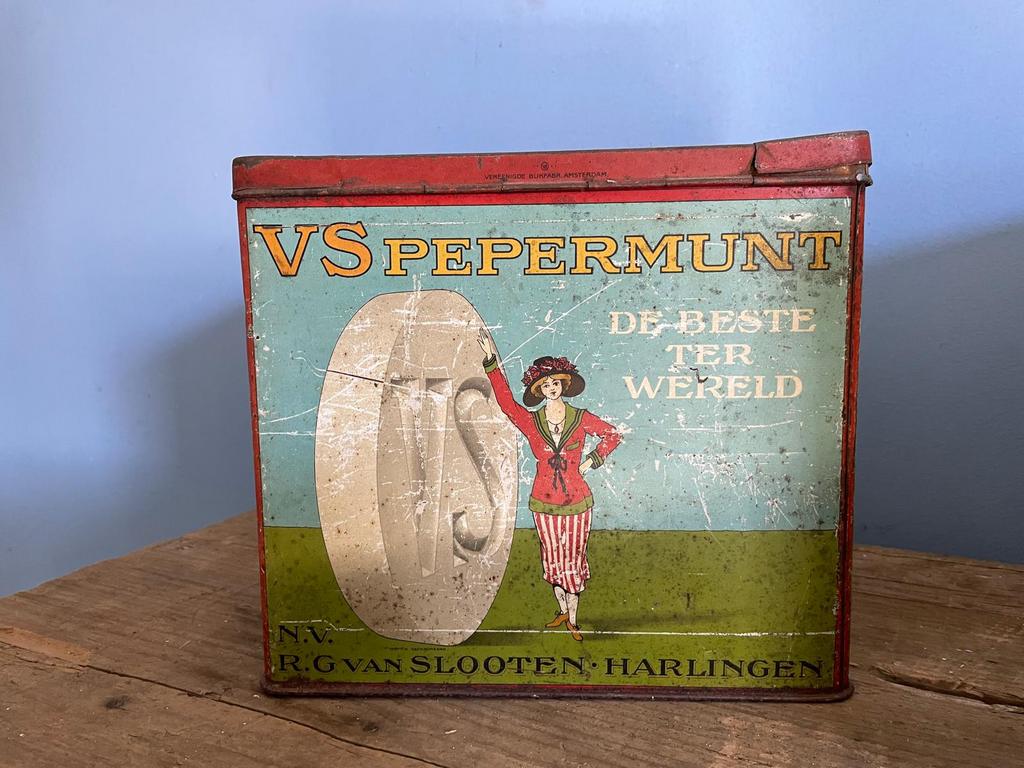 VS pepermunt blik, Verzamelen, Blikken, Ophalen of Verzenden, Zo goed als nieuw, Overige