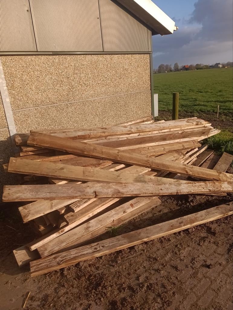 Stapel geimpregneerde balken/planken (walbeschoeiing), Tuin en Terras, Haardhout, Minder dan 3 m³, Ophalen of Verzenden