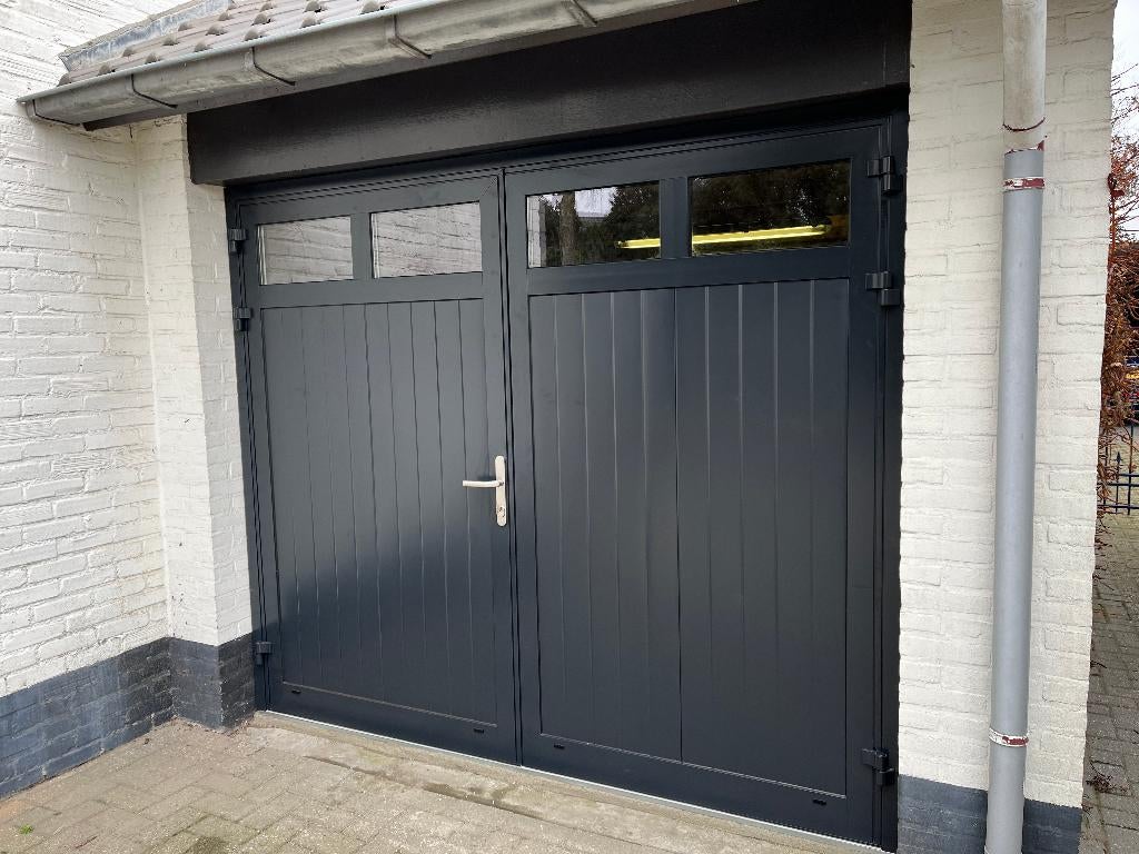 Openslaande garagedeuren, Doe-het-zelf en Verbouw, Ophalen of Verzenden, Glas, 120 cm of meer, 215 cm of meer