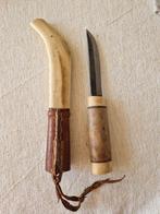 Handgemaakt Sami mes, schede van rendiergewei leren handvat, Ophalen of Verzenden