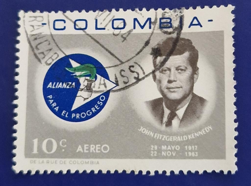 Colombia 1963 - Yvert 438 -John F Kennedy -Embleem Alliantie, Postzegels en Munten, Postzegels | Amerika, Verzenden, Gestempeld