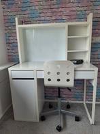 Wit IKEA bureau met opbouw en opbergruimte, Gebruikt, Spaanplaat of MDF, IKEA, Ophalen