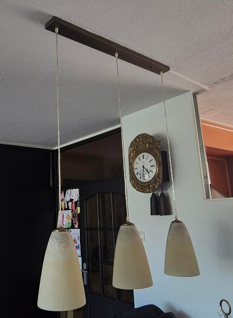 Hanglamp met drie kelken, Ophalen, Glas, Minder dan 50 cm