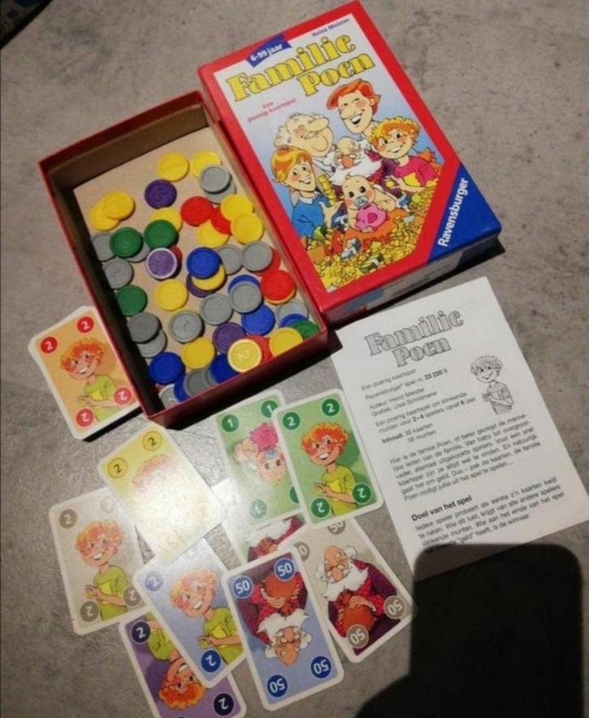 Familie Poen, kaartspel, Hobby en Vrije tijd, Gezelschapsspellen | Kaartspellen, Vijf spelers of meer, Ophalen of Verzenden, Zo goed als nieuw