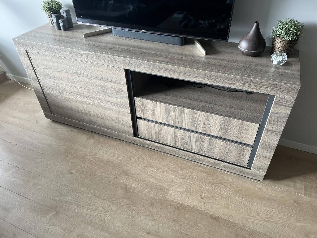 Mooi modern dressoir met planken en lades, Ophalen, Gebruikt, Met deur(en), 200 cm of meer