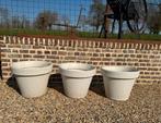 Set van 3 Grote witte Bloempotten, Ophalen, Kunststof, Gebruikt, Minder dan 60 cm